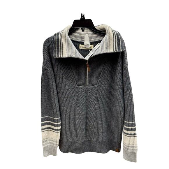 Obermeyer ski Sweater Limber 1/2 Zip Basalt Gray 100% Wool Womens XL NWT - Picture 1 of 12